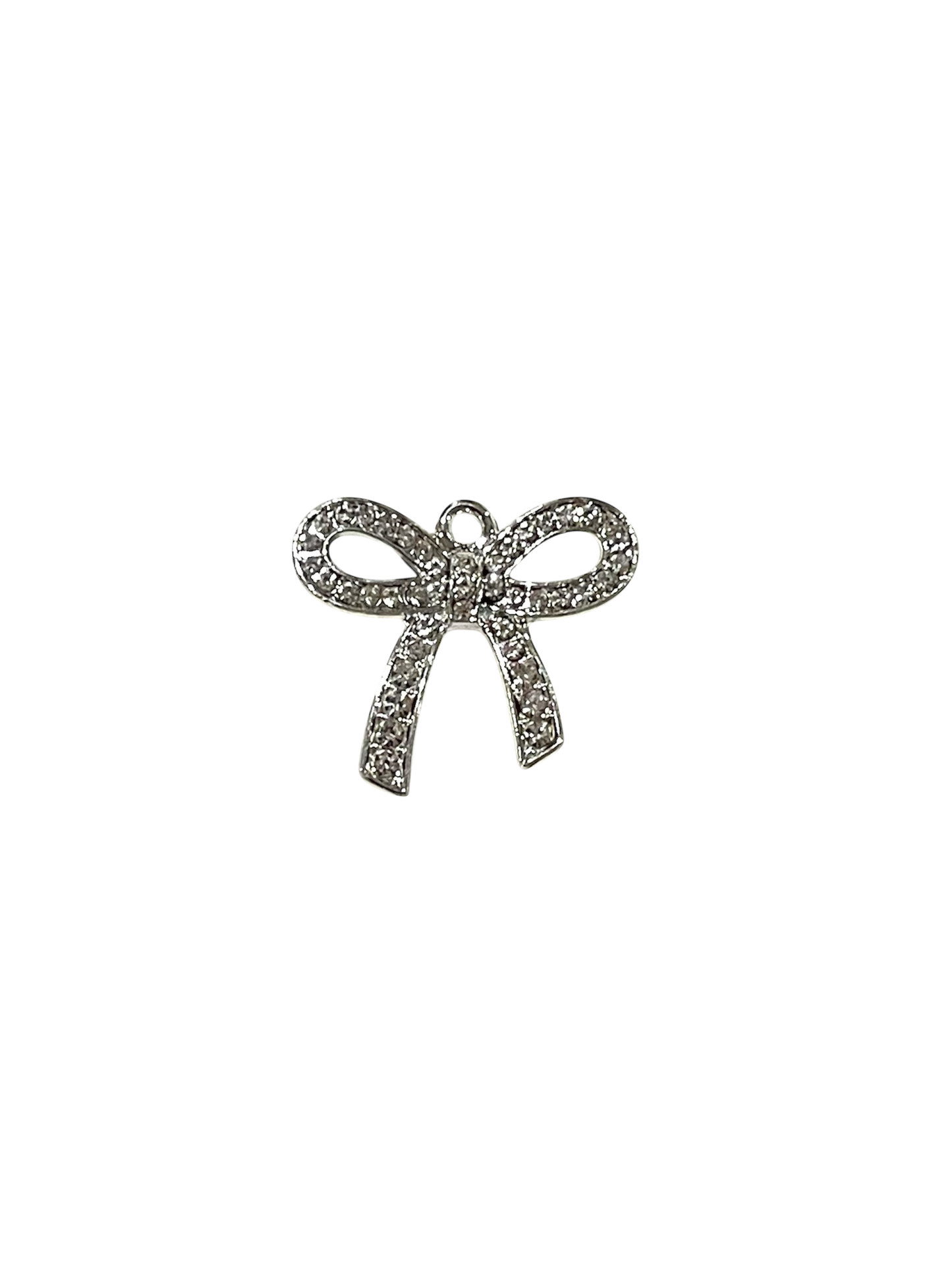 Silver Glitter Bow Charm