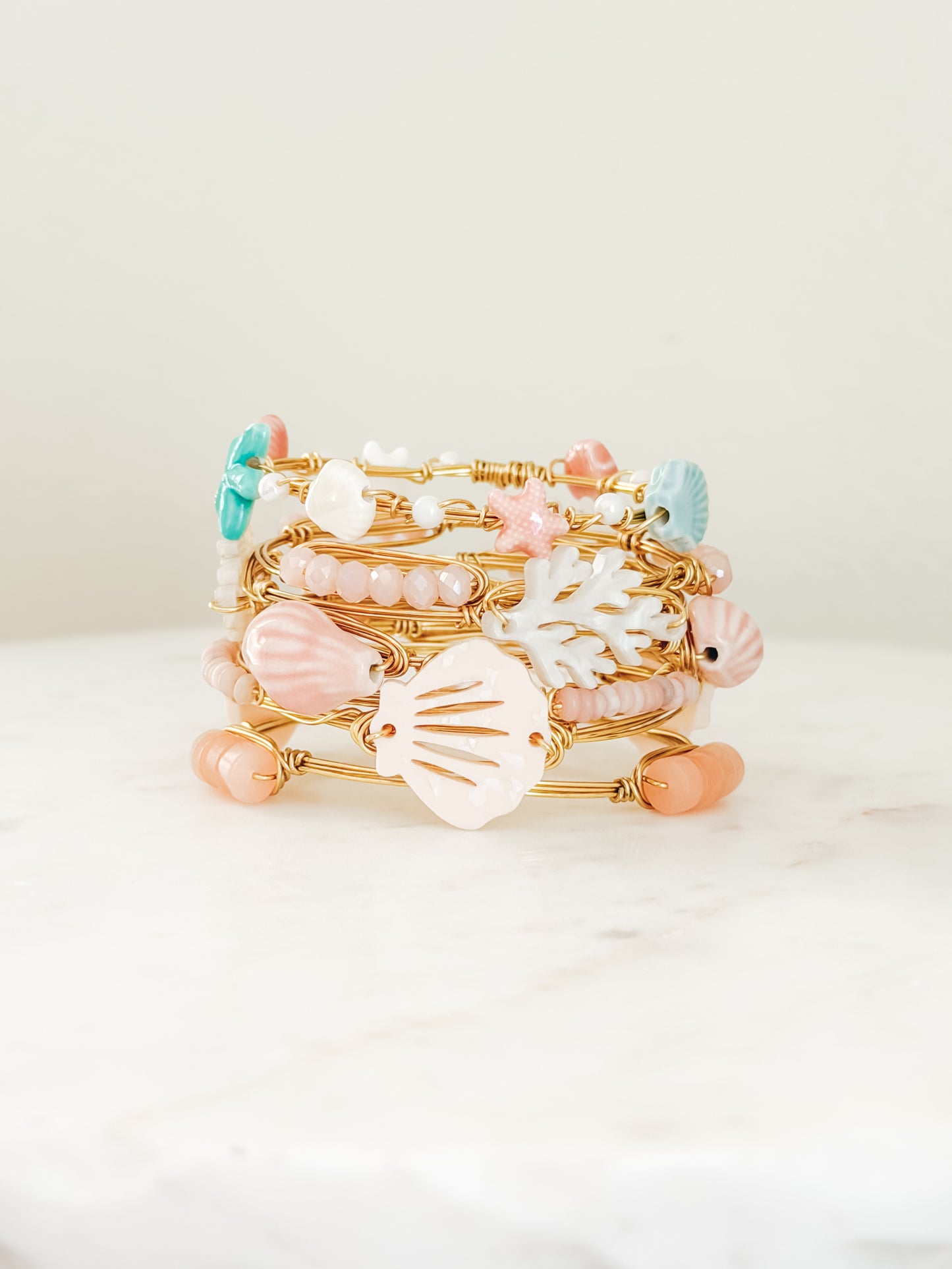 Warm Pink Beachy Bangle Set