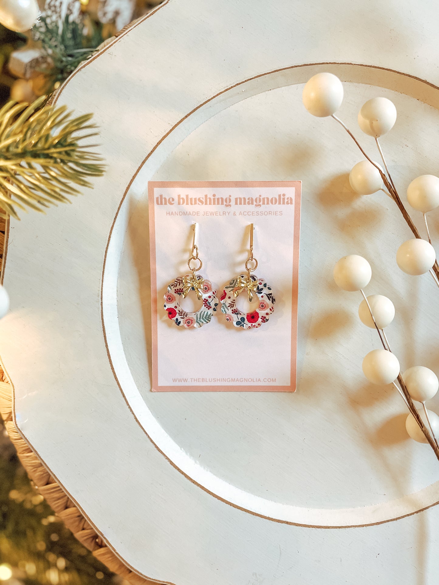 Christmas Wreath Dangle Earrings