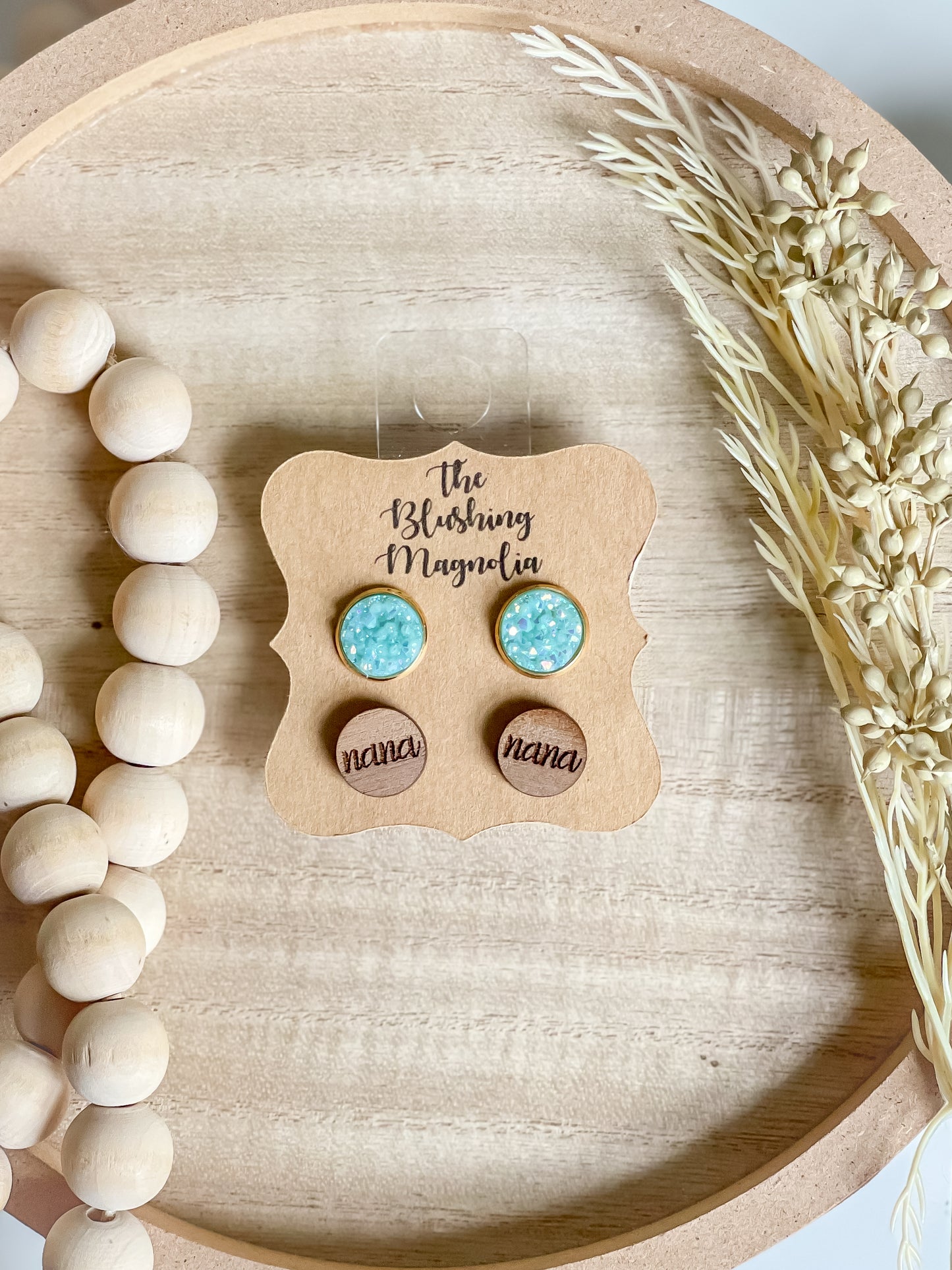 Nana + Blue Druzy Studs