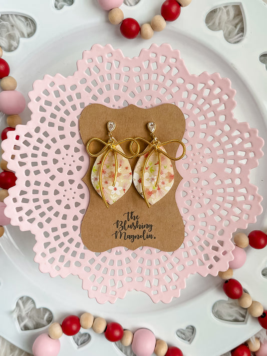 Peachy Floral Dangle Earrings