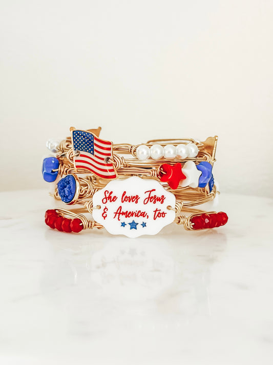 She Loves Jesus & America, Too Bangle Set
