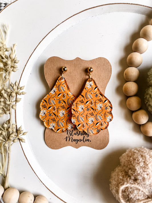 Mustard Fall Teardrop Scalloped Dangles