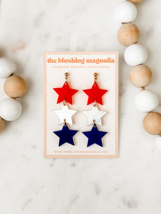 Red, White + Blue Star Dangles