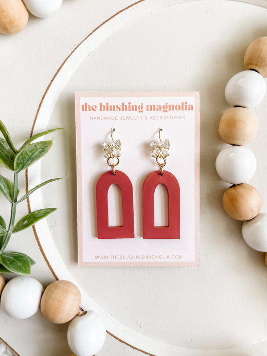 Matte Burnt Orange Dangle Earrings