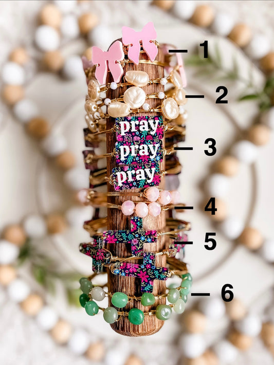 Pink Floral Cross Bangles