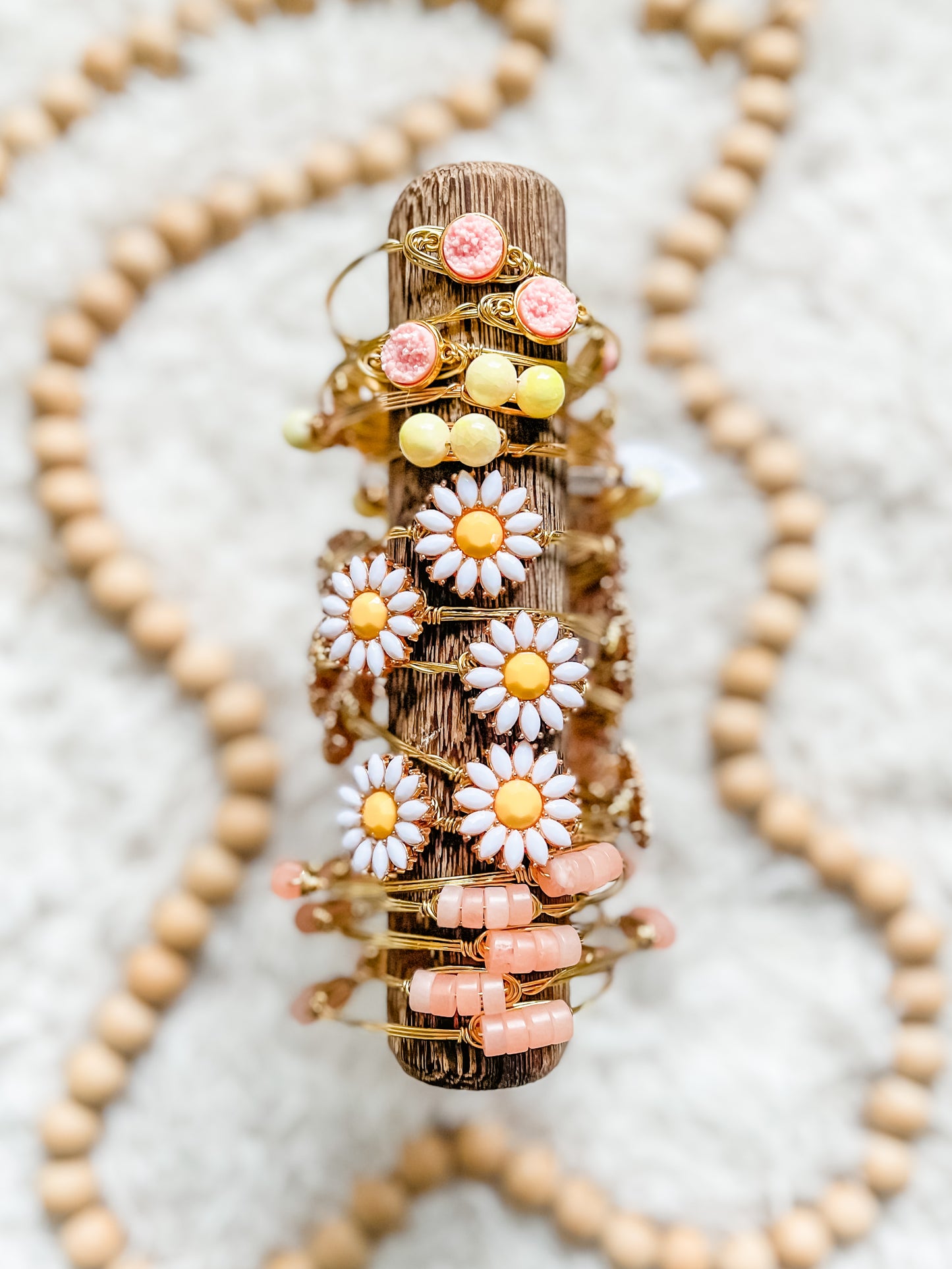 Pink + Yellow Daisy Bangles