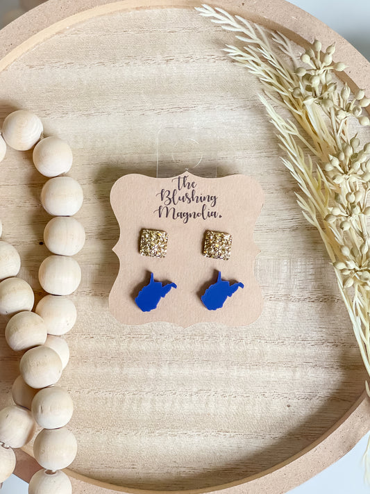 Blue WV + Gild Druzy Studs