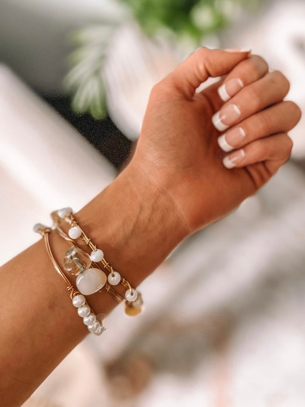 Gold + White Neutral Essential Bangles