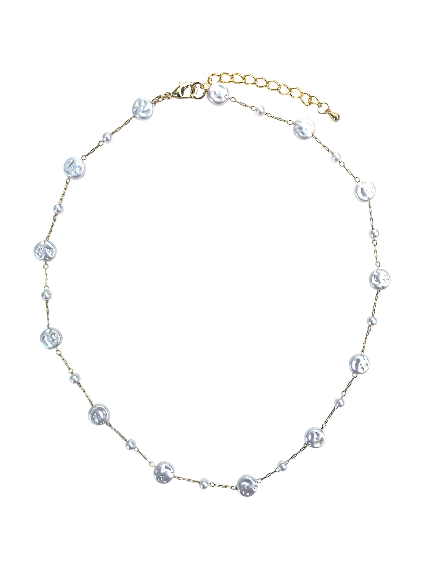 Flat Pearl Chain Necklace