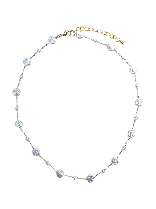 Flat Pearl Chain Necklace