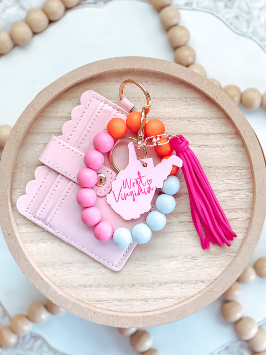 Pink + Orange WV Keychain + Wallet