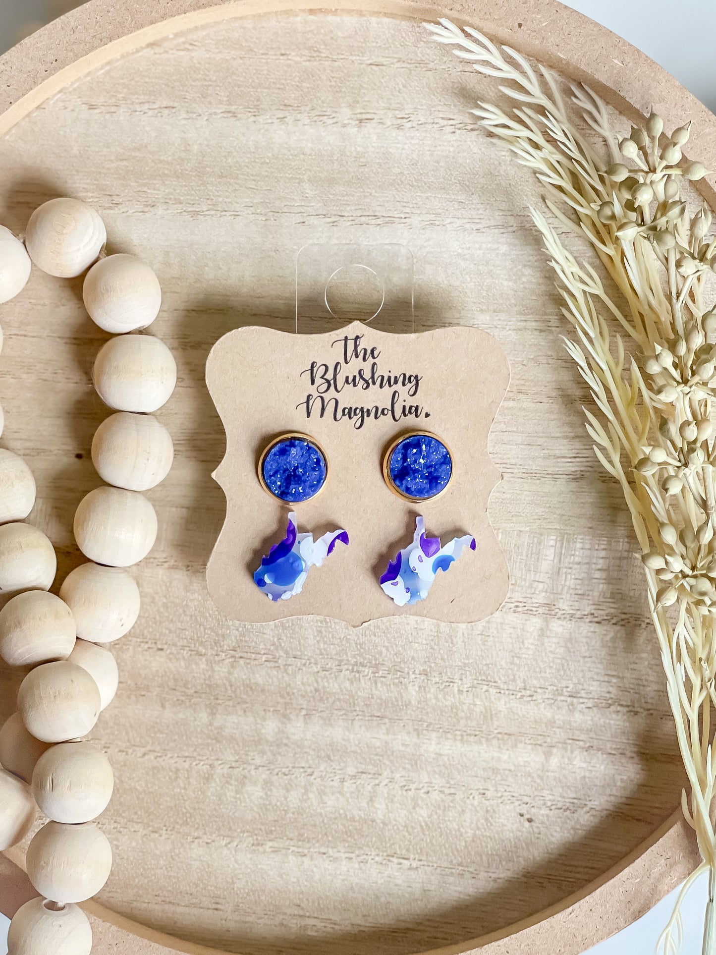 Blue & Purple WV + Blue Druzy Studs