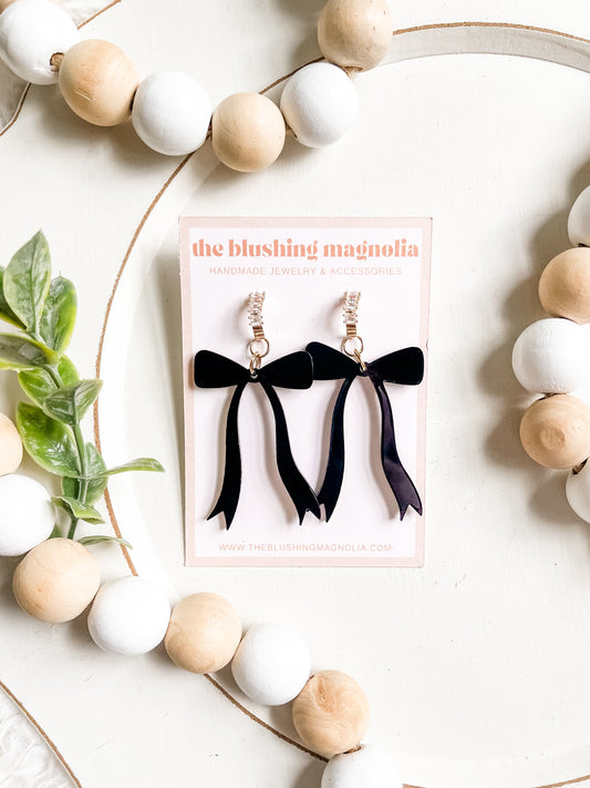 Black Bow Dangle Earrings