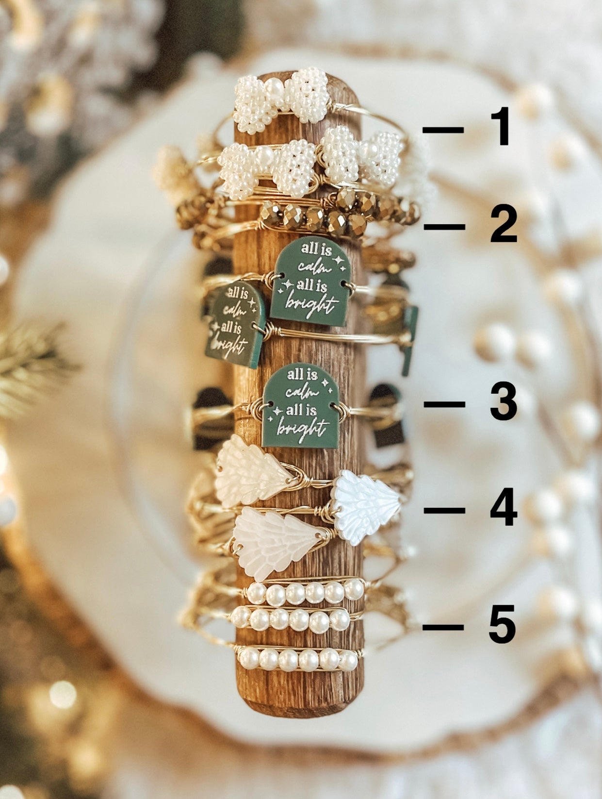 Green + White Christmas Bangles