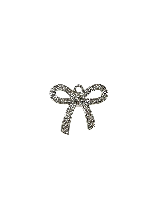 Silver Glitter Bow Charm