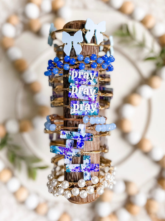 Purple Floral Cross Bangles