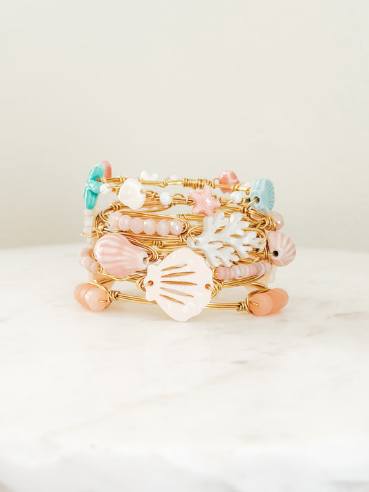 Warm Pink Beachy Bangle Set