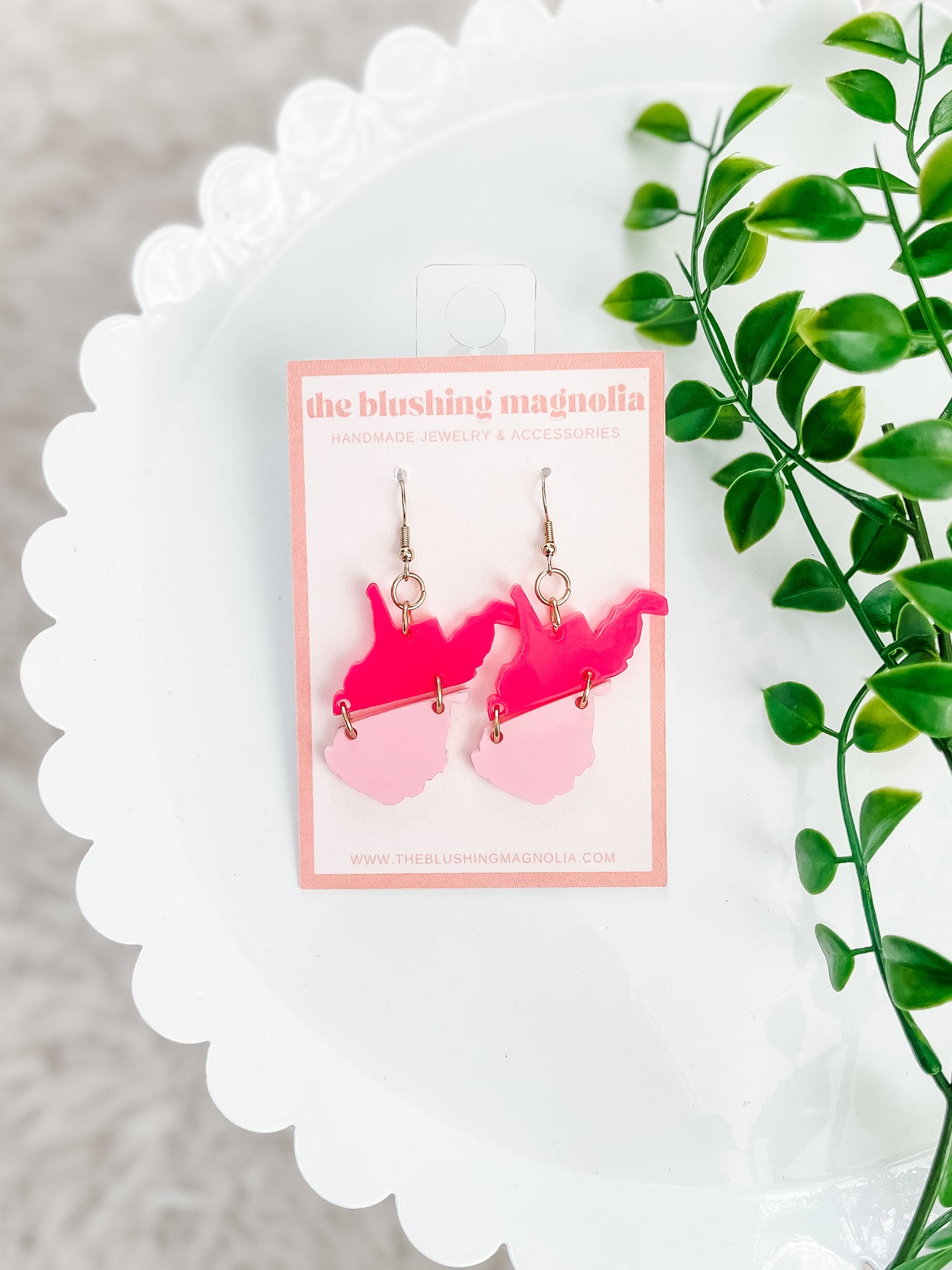 Pink WV Dangle Earrings
