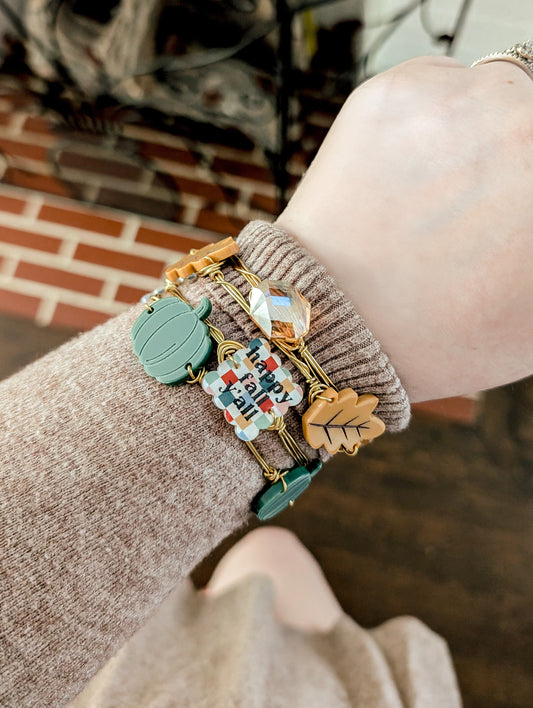 Happy Fall Y’all Checkered Bangle Set