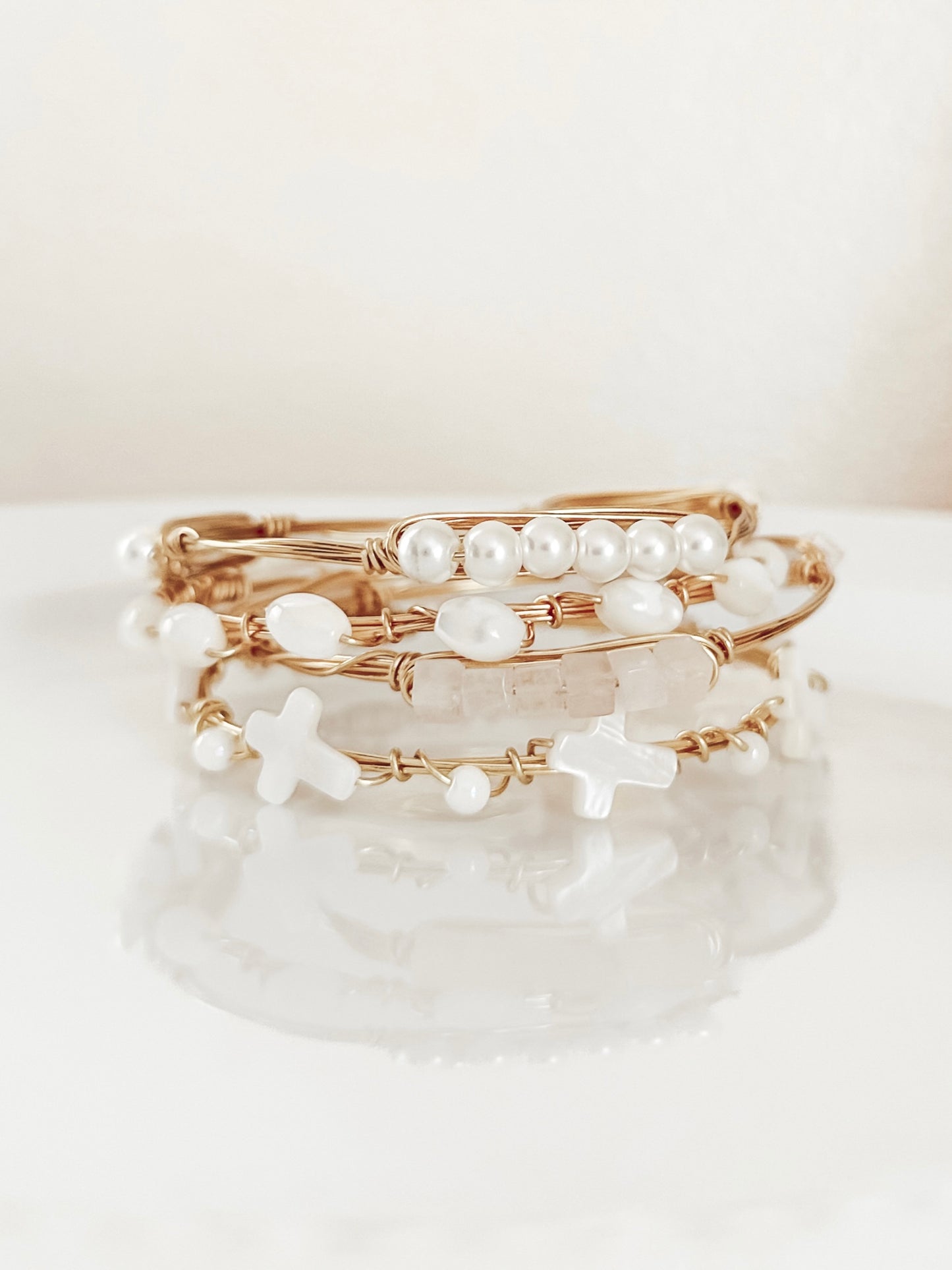 Classy Neutral Cross Bangle Set