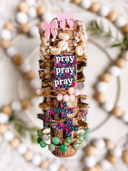 Pink Floral Cross Bangles