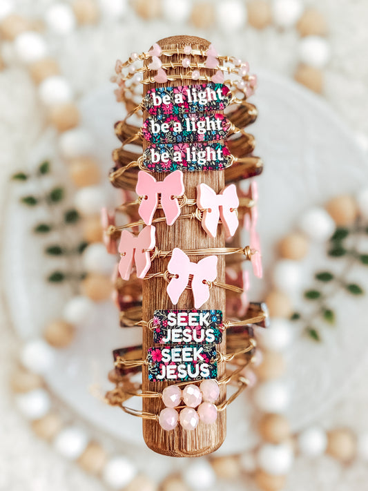 Pink + Blue Floral Faith Bangles