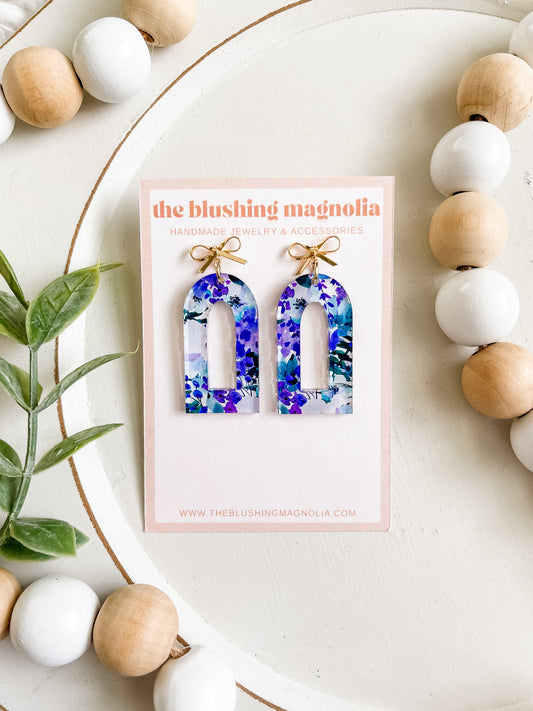 Purple Floral Dangle Earrings