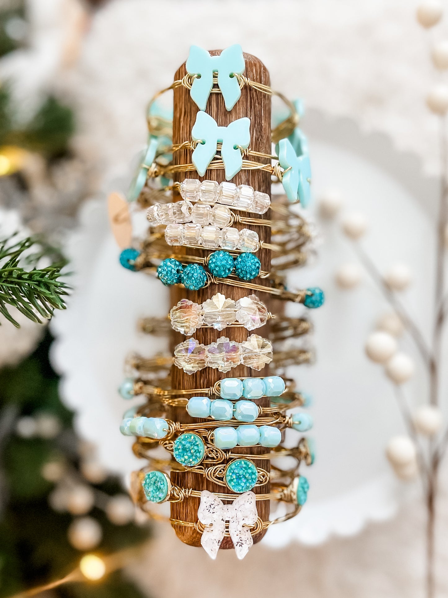 Snowy Blue Christmas Bangles