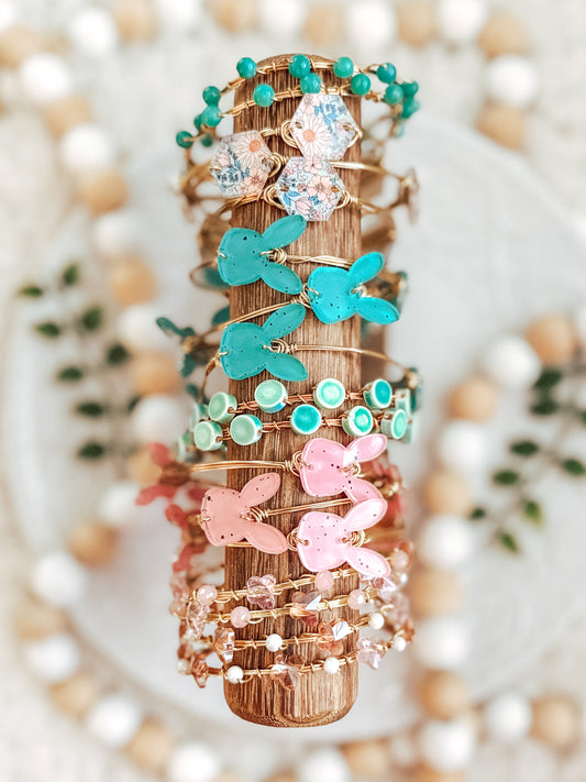 Pink + Teal Easter Bunny Bangles