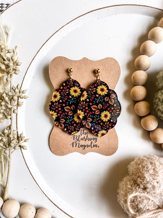 Navy Fall Scalloped Dangles