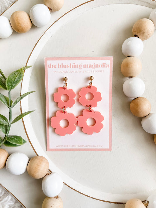 Coral Flower Dangle Earrings