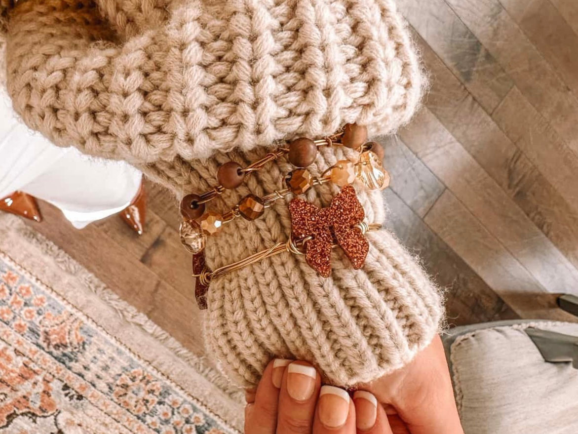 Pumpkin Spice Bow Bangle Set
