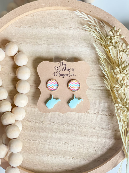 Mint WV + Bright Chevron Studs