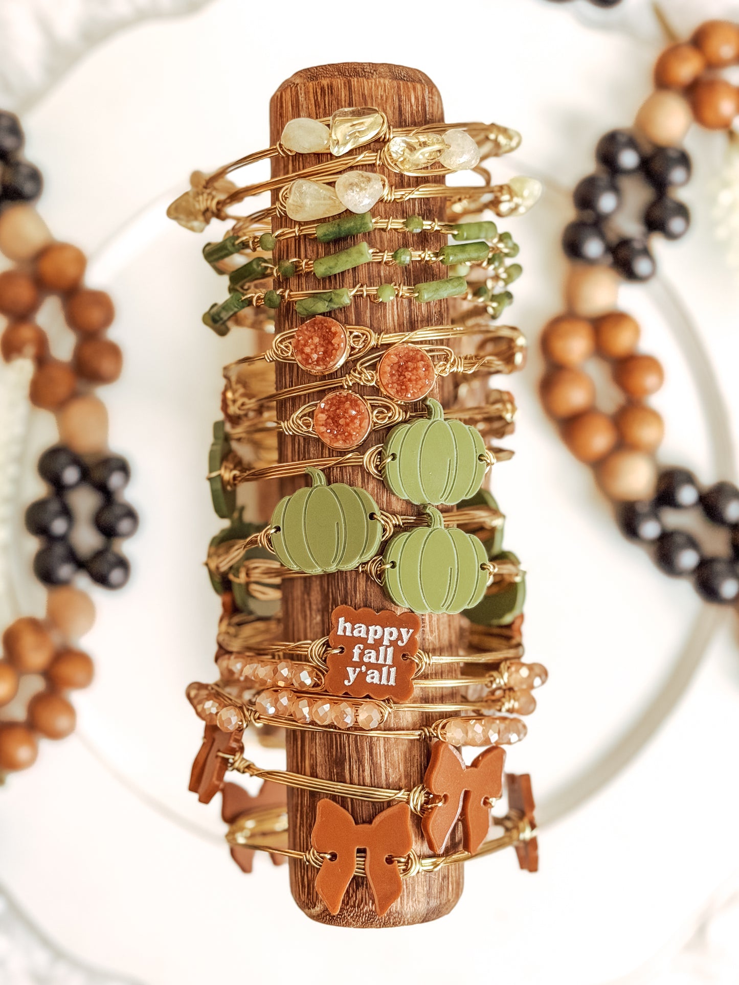 Green + Caramel Fall Bangles