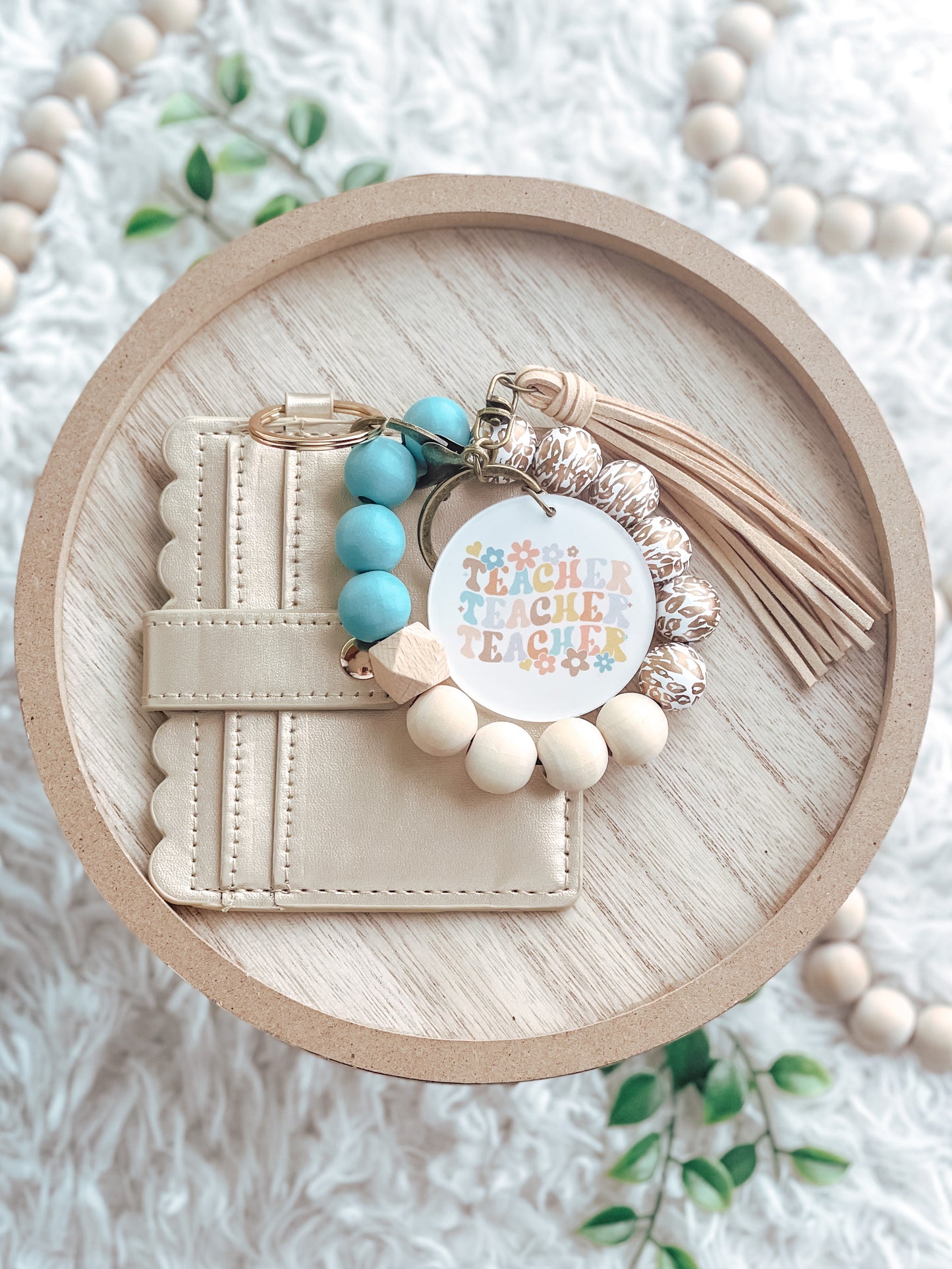 Pastel Teacher Wallet Keychain