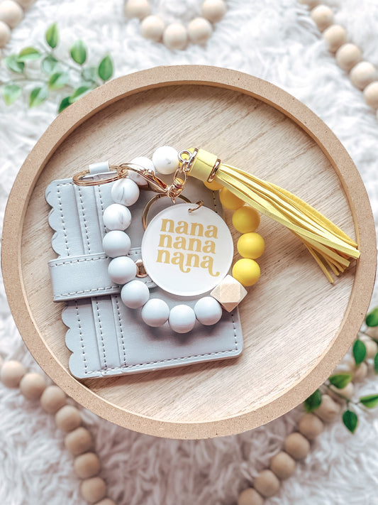 Yellow & Grey Nana Wallet Keychain Combo