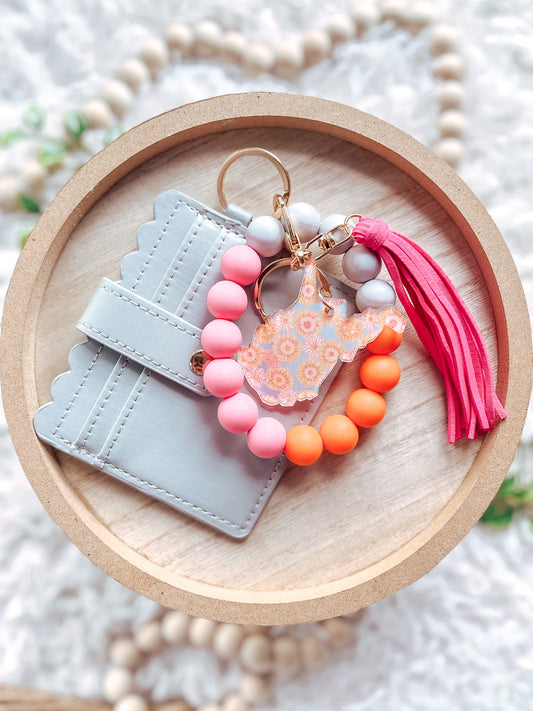 Pink + Orange West Virginia Keychain + Wallet Combo