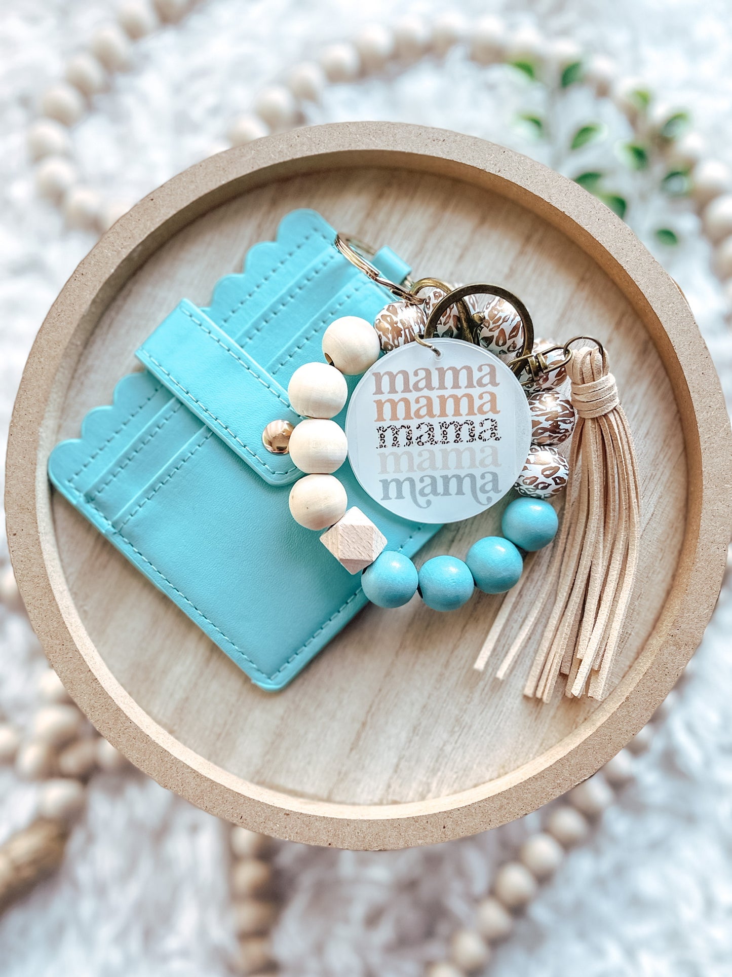 Teal Mama Keychain + Wallet Combo