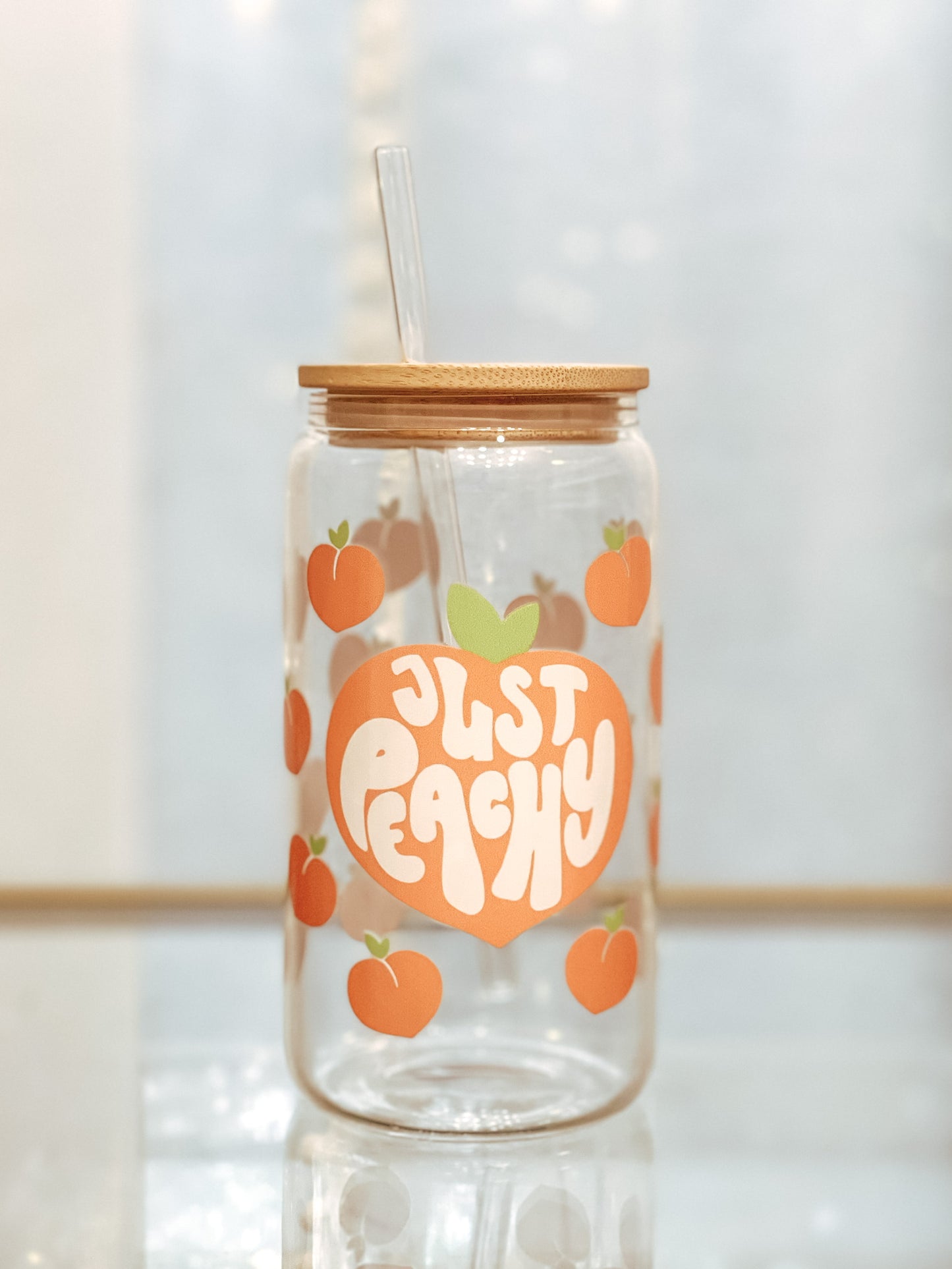 Just Peachy 16oz Glass Tumbler