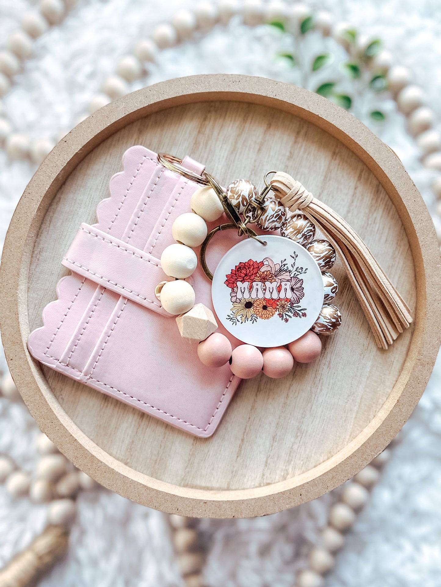 Floral Mama Keychain + Wallet Combo