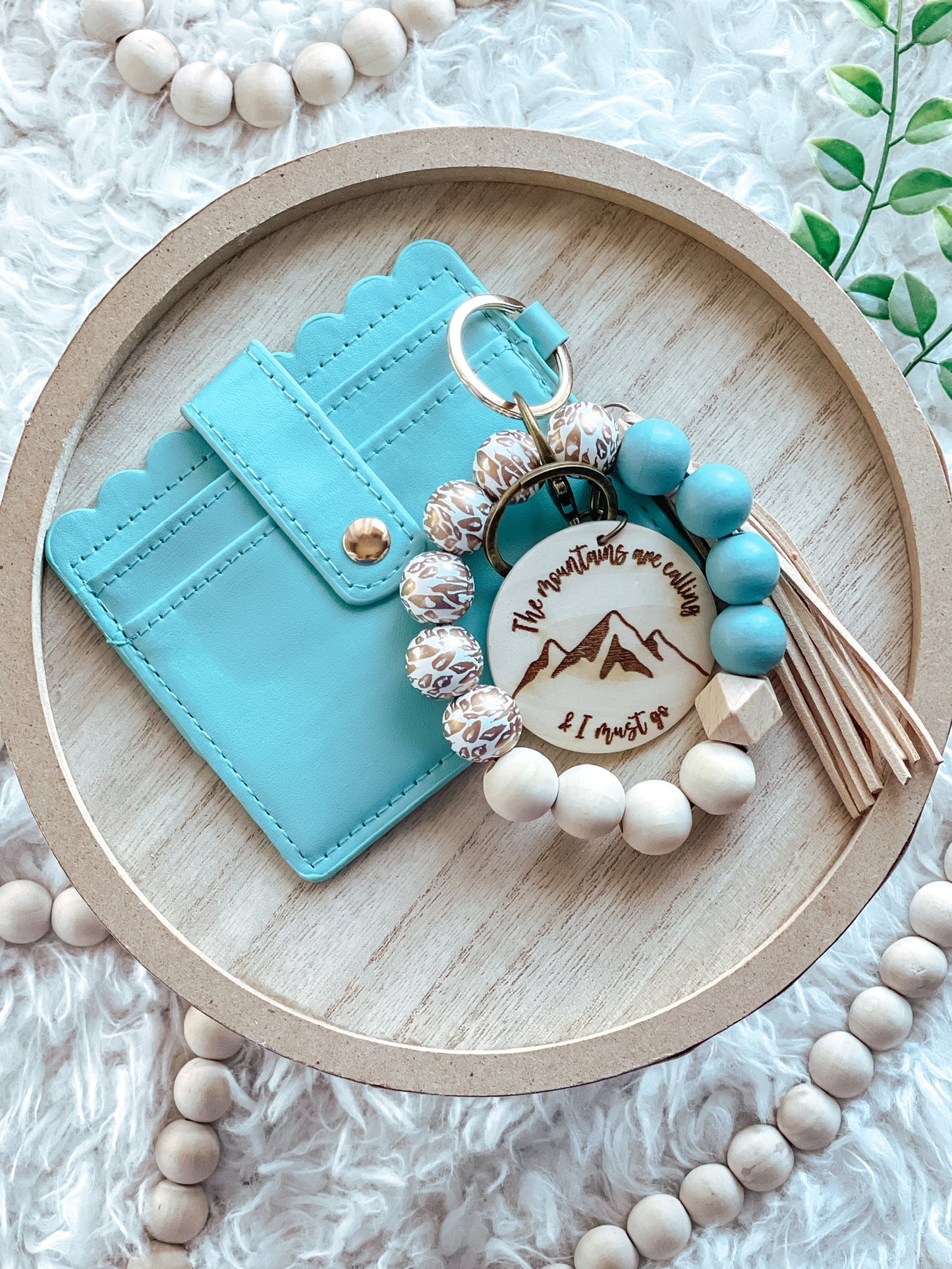 The Mountains Are Calling and I Must Go Keychain + Wallet Combo