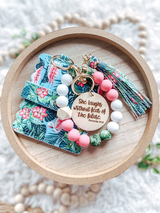 Proverbs 31:25 Keychain + Wallet Combo