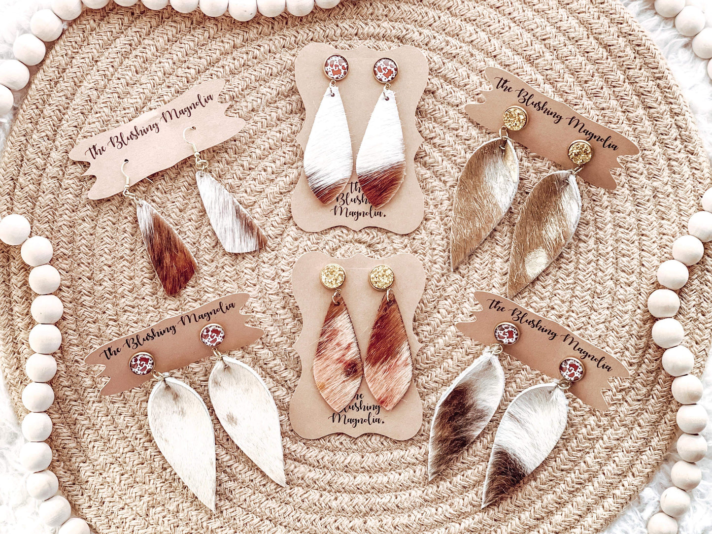 Mystery Cowhide Dangle Earrings